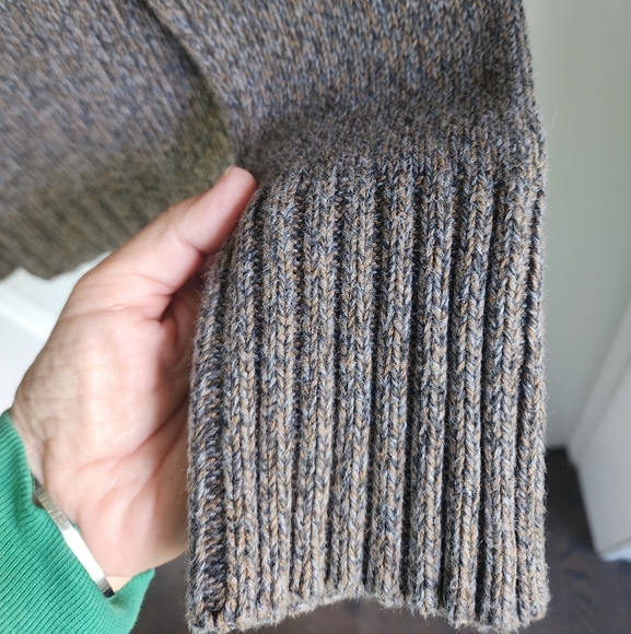 Vintage Cotton Ginny Heathered Brown Knit Cable Knit V-neck Sweater Sz Large - Picture 7 of 8